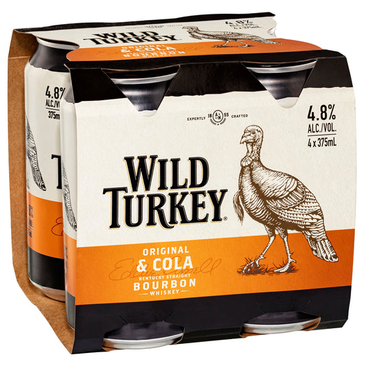 Wild Turkey Original & Cola 4 x 375mL cans
