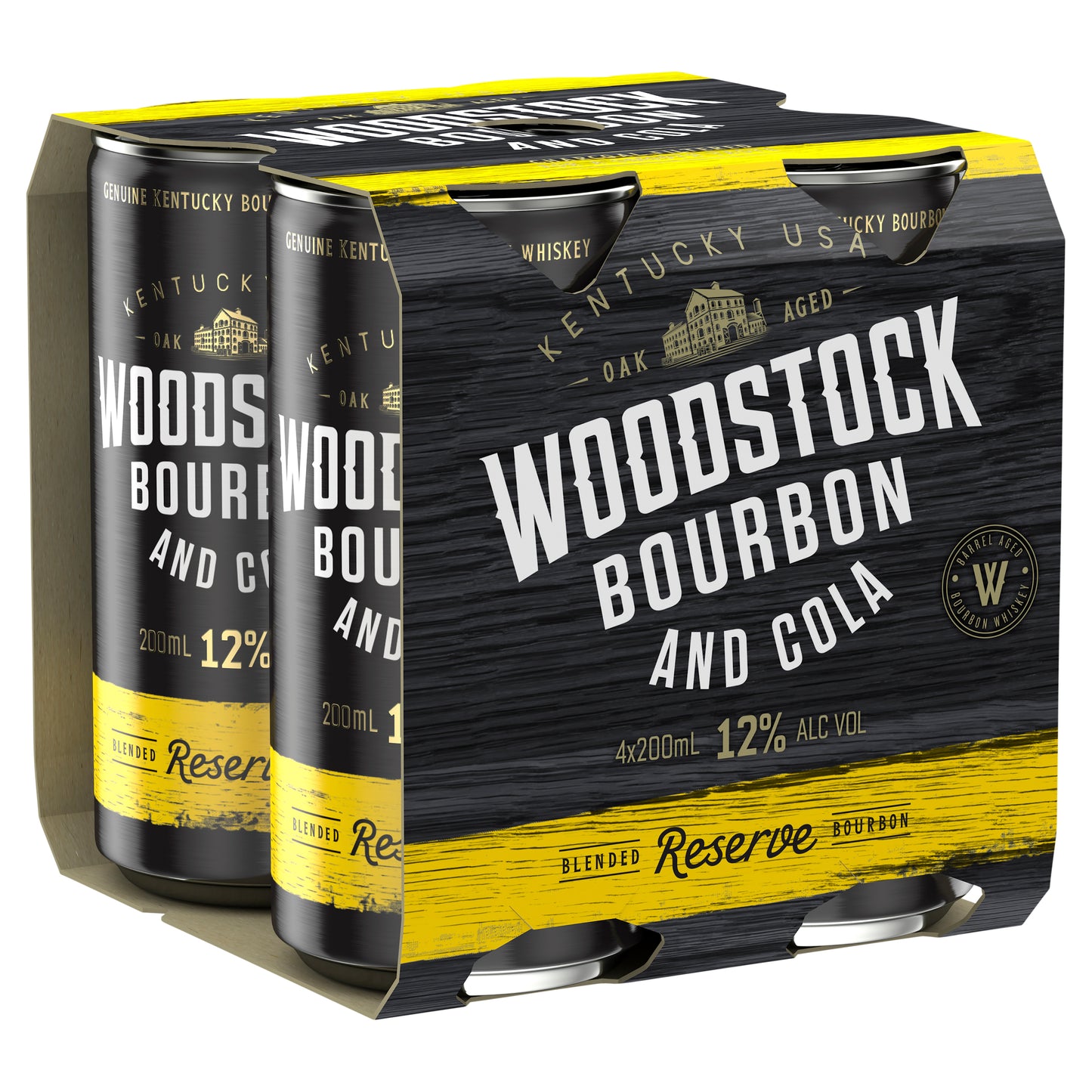 Woodstock Bourbon & Cola 12.0% 4 x 200mL Can