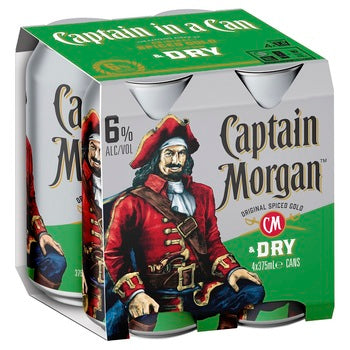 Captain Morgan Original Spiced Gold & Dry 6% 4x375mL