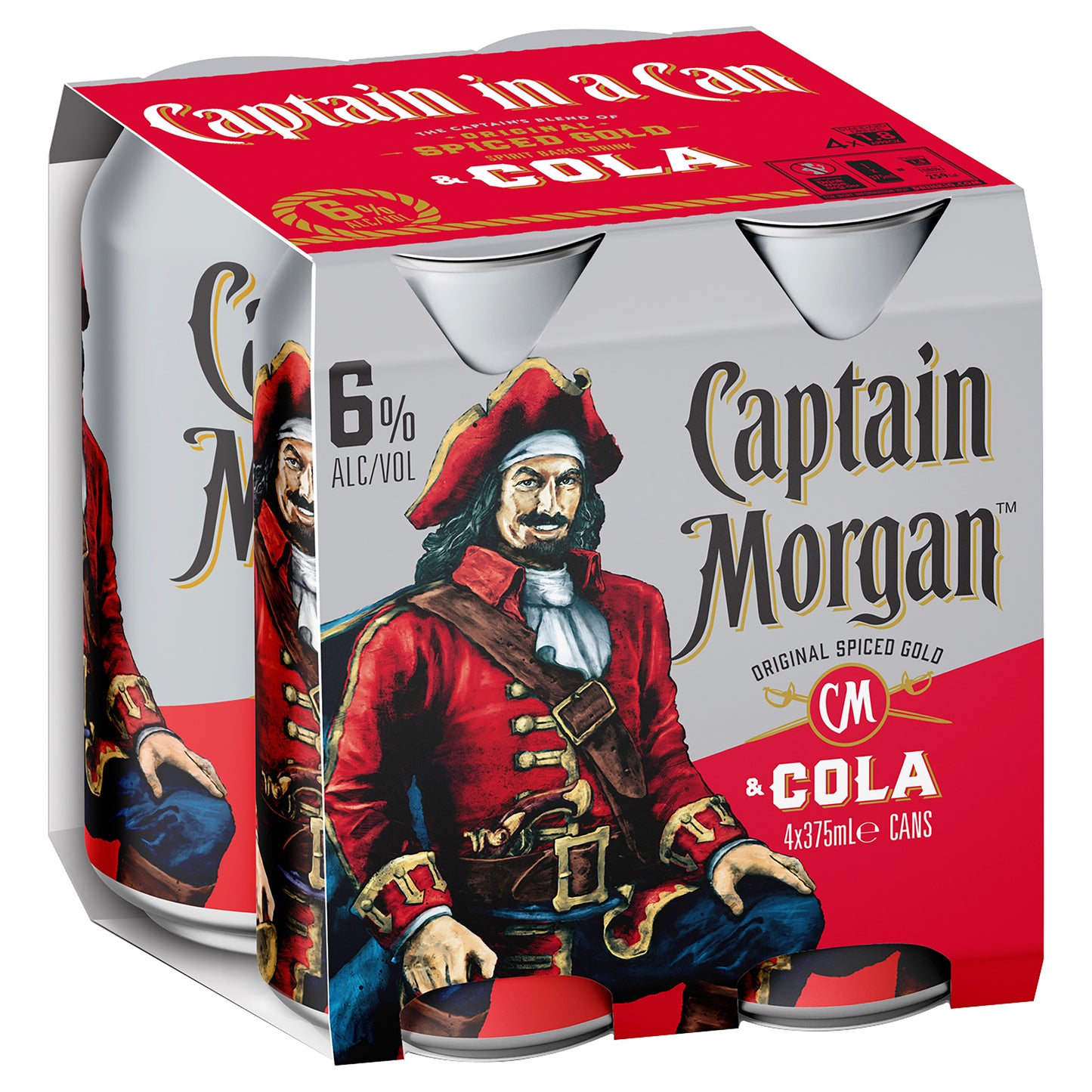 Captain Morgan Original Spiced Gold & Cola 6% 4x375mL