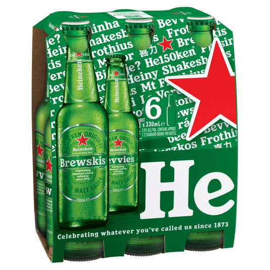 Heineken Original Lager 6x330mL Bottle