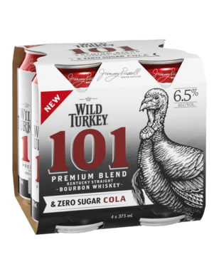 Wild Turkey 101 Premium Blend and Zero Sugar Cola 4x375mL Can