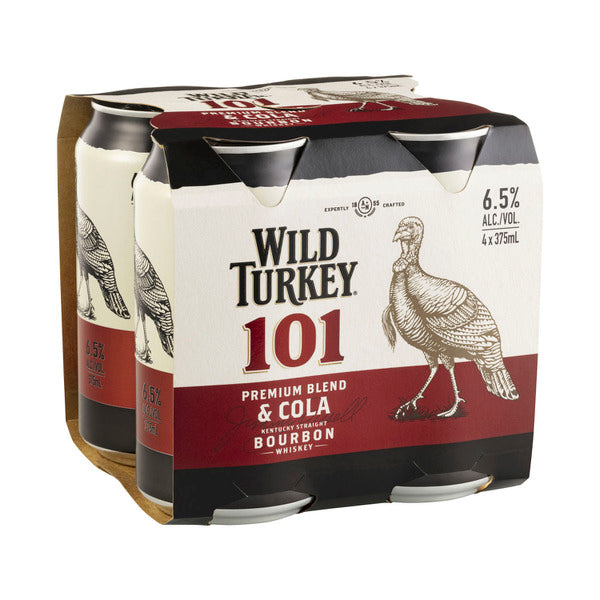 Wild Turkey 101 Premium Blend and Cola 4x375mL Can